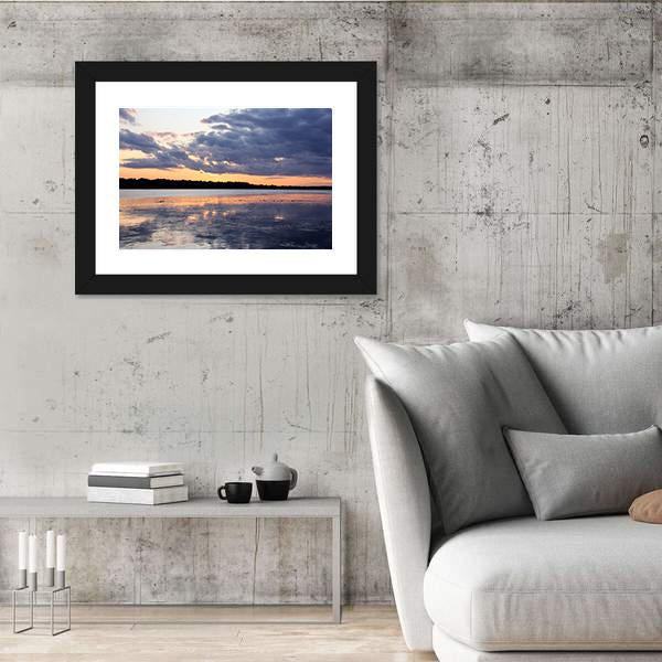 Summer Sunset In Latvia On River Daugava Canvas Wall Art-3 Horizontal-Gallery Wrap-25" x 16"-Tiaracle