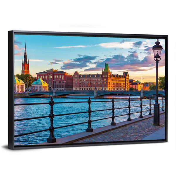 Summer Sunset In The Old Town Canvas Wall Art-3 Horizontal-Gallery Wrap-25" x 16"-Tiaracle