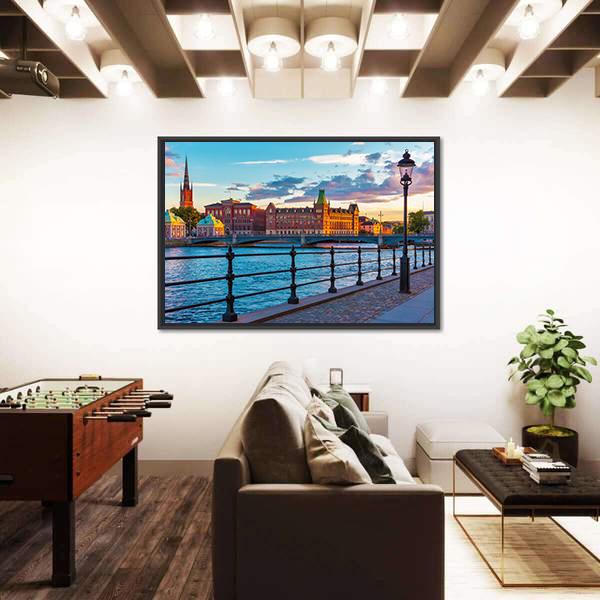 Summer Sunset In The Old Town Canvas Wall Art-3 Horizontal-Gallery Wrap-25" x 16"-Tiaracle
