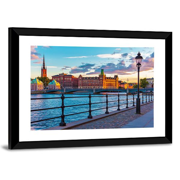 Summer Sunset In The Old Town Canvas Wall Art-3 Horizontal-Gallery Wrap-25" x 16"-Tiaracle