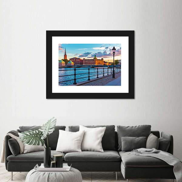 Summer Sunset In The Old Town Canvas Wall Art-3 Horizontal-Gallery Wrap-25" x 16"-Tiaracle