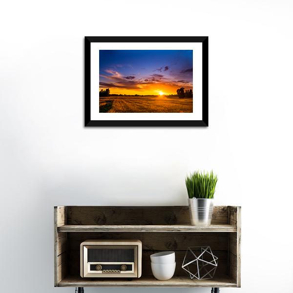 Summer Sunset Over Fields Canvas Wall Art-3 Horizontal-Gallery Wrap-25" x 16"-Tiaracle