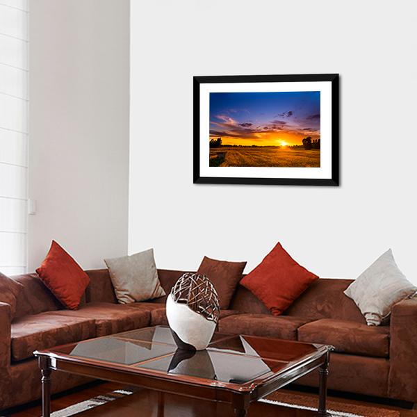 Summer Sunset Over Fields Canvas Wall Art-3 Horizontal-Gallery Wrap-25" x 16"-Tiaracle