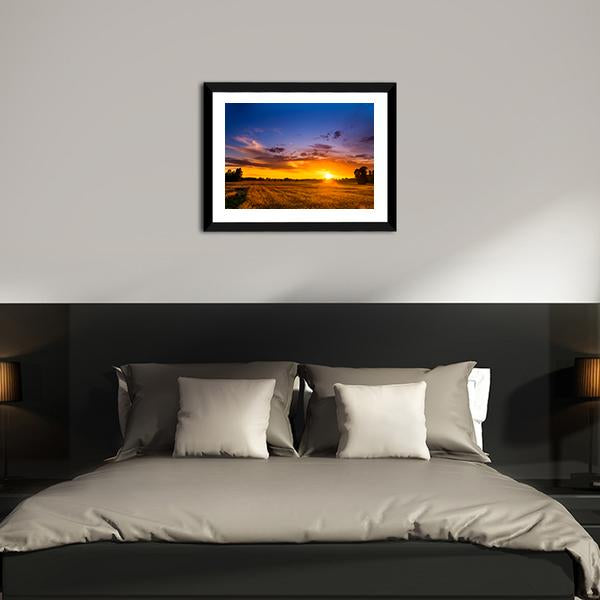 Summer Sunset Over Fields Canvas Wall Art-3 Horizontal-Gallery Wrap-25" x 16"-Tiaracle