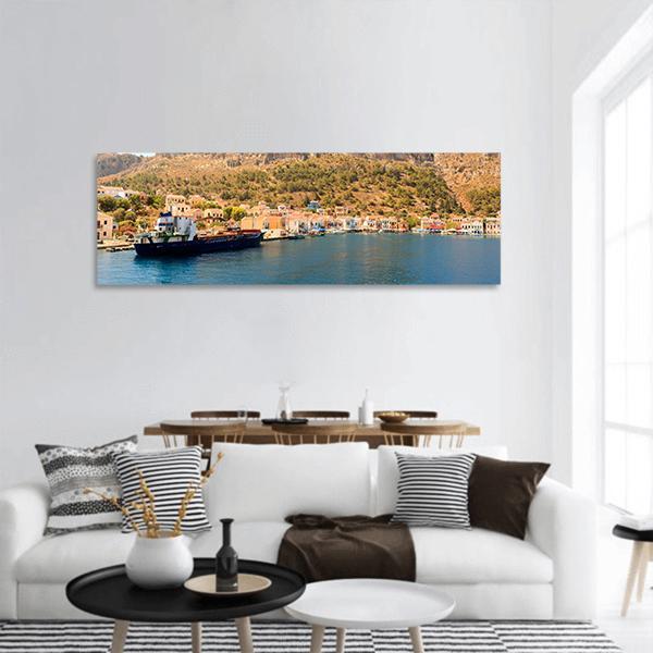 Summer Travel Vacation In Greece Panoramic Canvas Wall Art-1 Piece-36" x 12"-Tiaracle