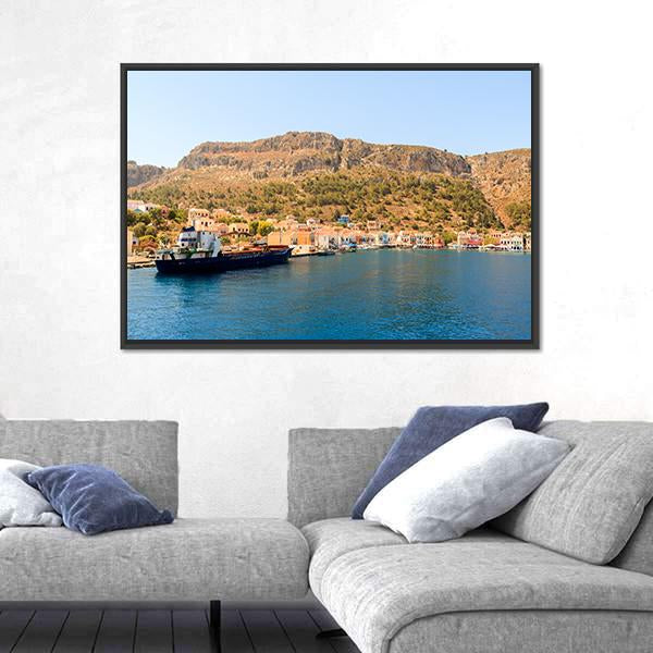 Summer Travel Vacation In Greece Panoramic Canvas Wall Art-1 Piece-36" x 12"-Tiaracle