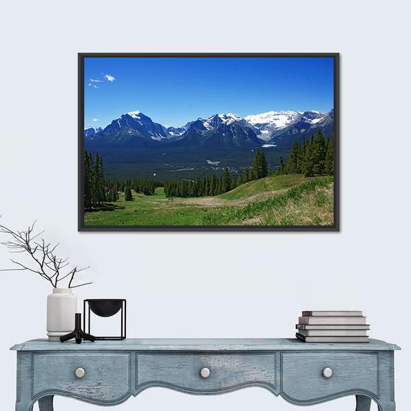 Summer View In Banff Canada Panoramic Canvas Wall Art-1 Piece-36" x 12"-Tiaracle