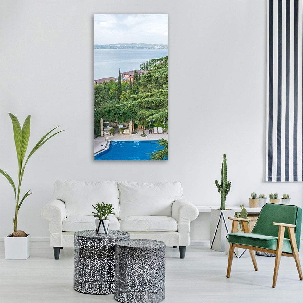 Summer View Of Lake Garda In Italy Vertical Canvas Wall Art-1 Vertical-Gallery Wrap-12" x 24"-Tiaracle