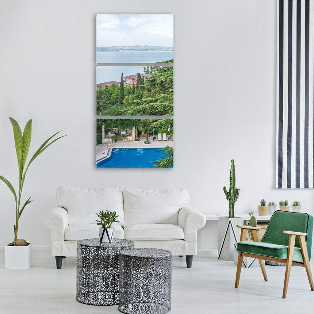 Summer View Of Lake Garda In Italy Vertical Canvas Wall Art-3 Vertical-Gallery Wrap-12" x 25"-Tiaracle