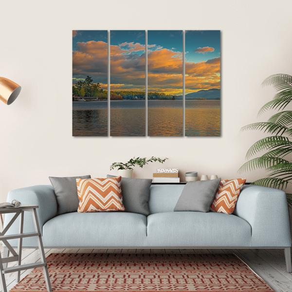 Summer View Of Lake George in New York Canvas Wall Art-4 Horizontal-Gallery Wrap-34" x 24"-Tiaracle