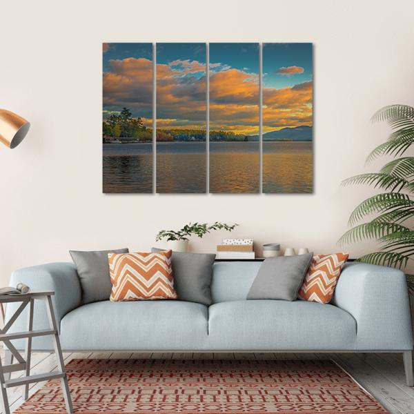 Summer View Of Lake George in New York Canvas Wall Art-1 Piece-Gallery Wrap-36" x 24"-Tiaracle