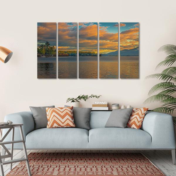 Summer View Of Lake George in New York Canvas Wall Art-5 Horizontal-Gallery Wrap-22" x 12"-Tiaracle