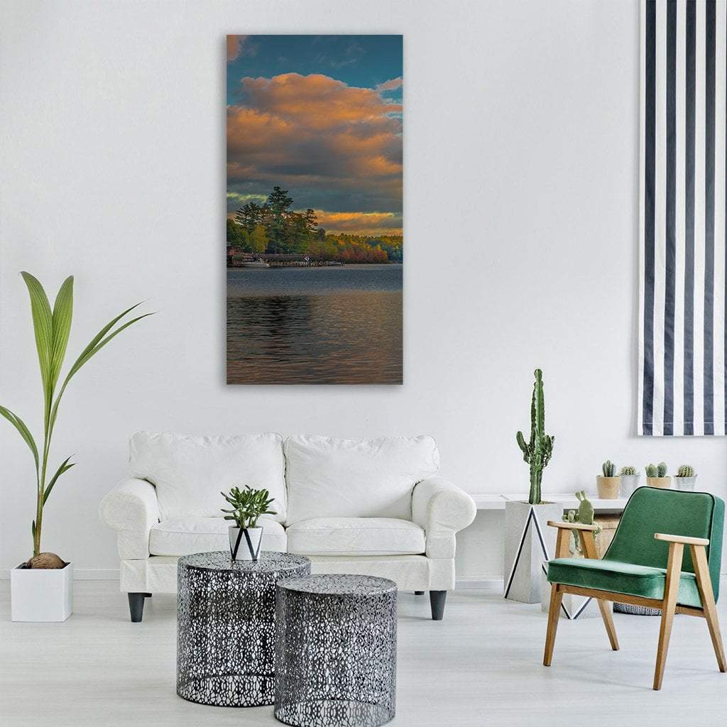Summer View Of Lake George in New York Vertical Canvas Wall Art-3 Vertical-Gallery Wrap-12" x 25"-Tiaracle