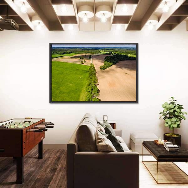 Summer View Of Rural Area With Freshly Cultivated Fields Canvas Wall Art-3 Horizontal-Gallery Wrap-25" x 16"-Tiaracle