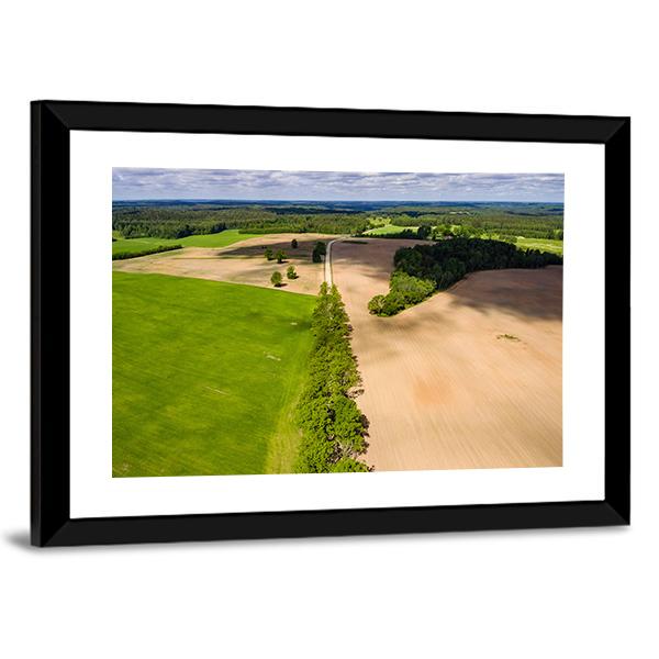 Summer View Of Rural Area With Freshly Cultivated Fields Canvas Wall Art-3 Horizontal-Gallery Wrap-25" x 16"-Tiaracle