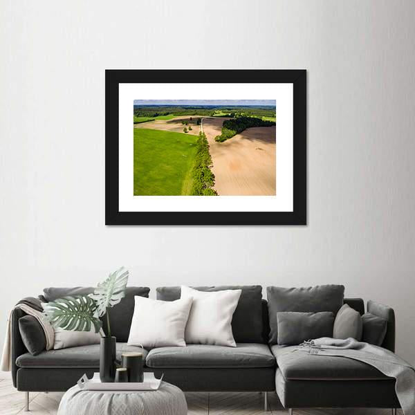 Summer View Of Rural Area With Freshly Cultivated Fields Canvas Wall Art-3 Horizontal-Gallery Wrap-25" x 16"-Tiaracle