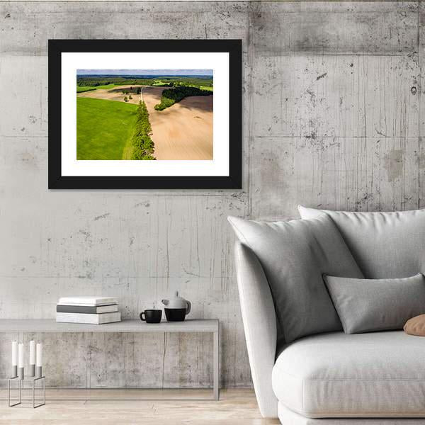 Summer View Of Rural Area With Freshly Cultivated Fields Canvas Wall Art-3 Horizontal-Gallery Wrap-25" x 16"-Tiaracle
