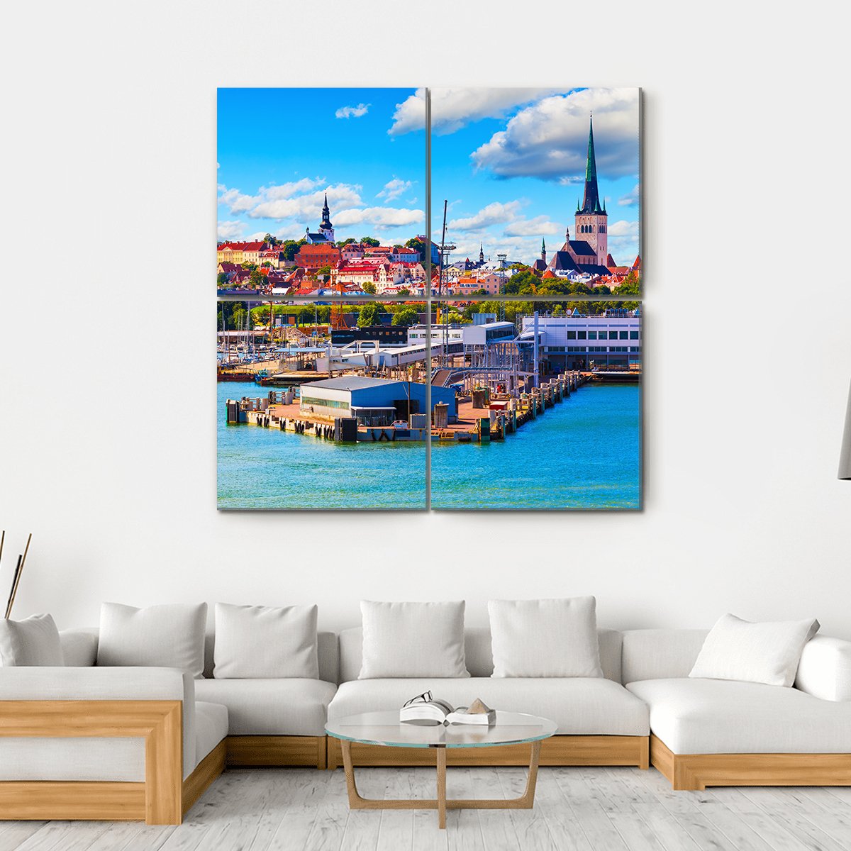 Old Town & Sea Port Canvas Wall Art-4 Square-Gallery Wrap-17" x 17"-Tiaracle