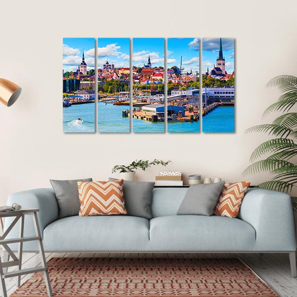 Old Town & Sea Port Canvas Wall Art-5 Horizontal-Gallery Wrap-22" x 12"-Tiaracle