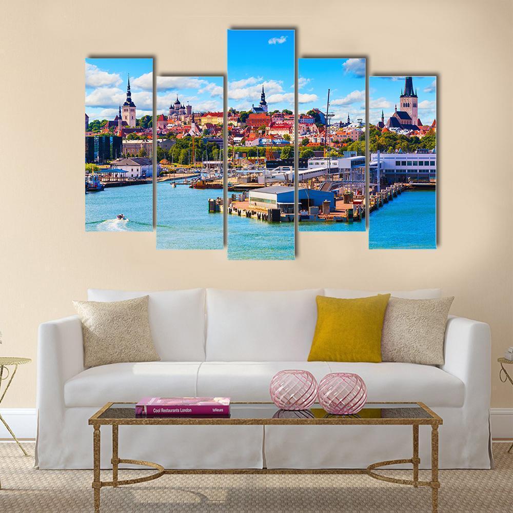 Old Town &amp; Sea Port Canvas Wall Art-5 Pop-Gallery Wrap-47" x 32"-Tiaracle