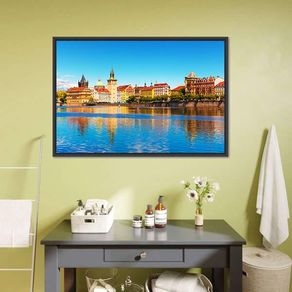 Summer View Of The Old Town In Prague Canvas Wall Art-1 Piece-Floating Frame-24" x 16"-Tiaracle