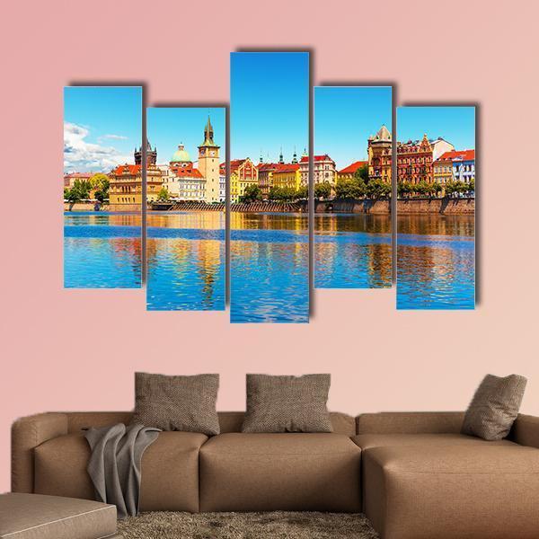 Summer View Of The Old Town In Prague Canvas Wall Art-5 Pop-Gallery Wrap-47" x 32"-Tiaracle