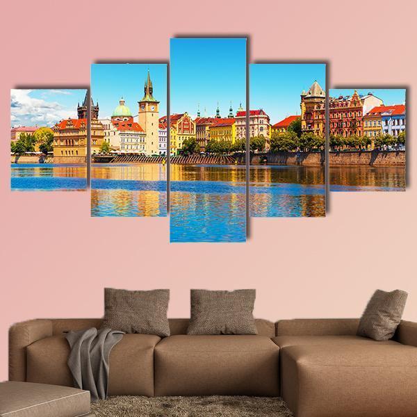 Summer View Of The Old Town In Prague Canvas Wall Art-5 Star-Gallery Wrap-62" x 32"-Tiaracle
