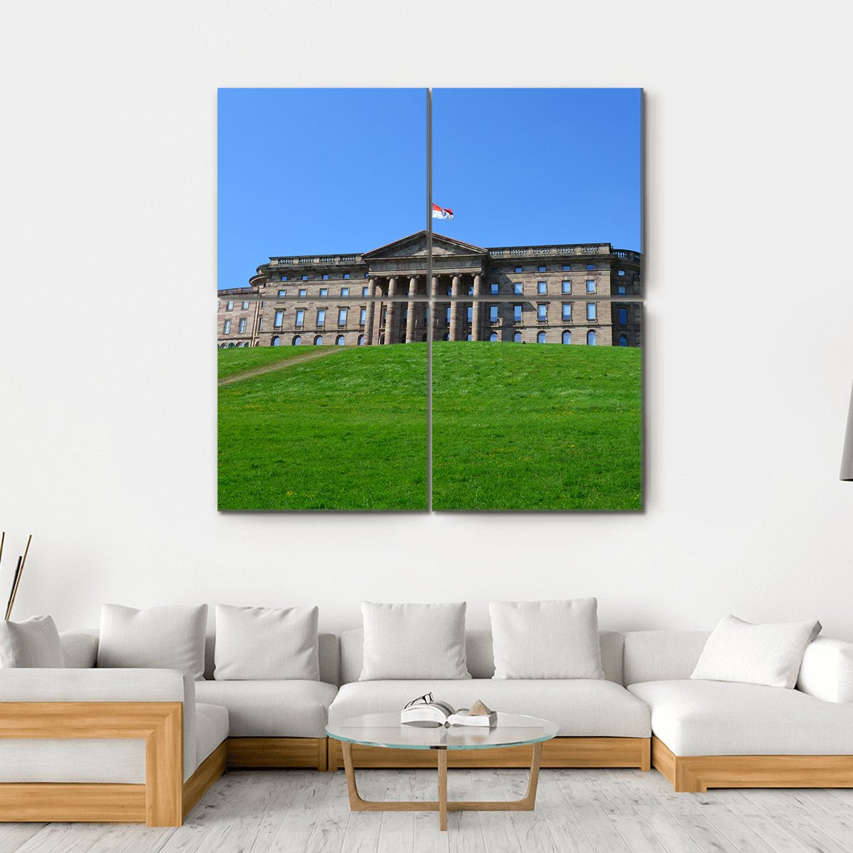Summer View Of Wilhelmshoehe Castle Park Canvas Wall Art-4 Square-Gallery Wrap-17" x 17"-Tiaracle