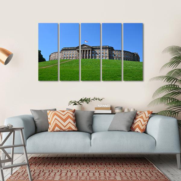 Summer View Of Wilhelmshoehe Castle Park Canvas Wall Art-5 Horizontal-Gallery Wrap-22" x 12"-Tiaracle