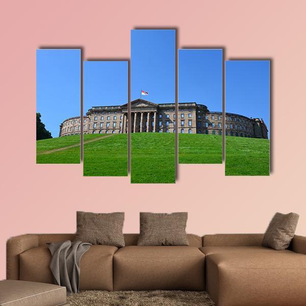 Summer View Of Wilhelmshoehe Castle Park Canvas Wall Art-5 Pop-Gallery Wrap-47" x 32"-Tiaracle