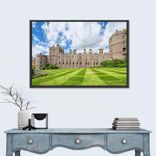 Summer View Of Windsor Castle Canvas Wall Art-1 Piece-Floating Frame-24" x 16"-Tiaracle