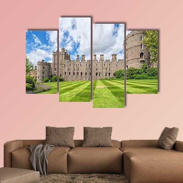 Summer View Of Windsor Castle Canvas Wall Art-4 Pop-Gallery Wrap-50" x 32"-Tiaracle