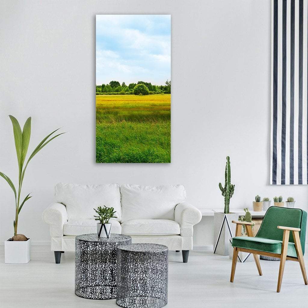 Summer Yellow Landscape Vertical Canvas Wall Art-1 Vertical-Gallery Wrap-12" x 24"-Tiaracle