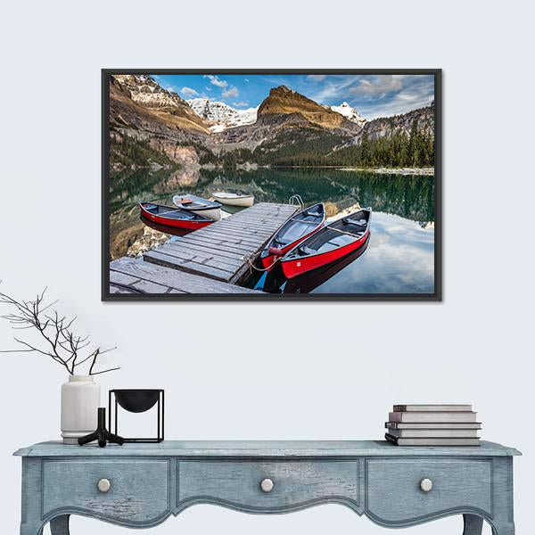 Summertime In The Canadian Rockies Canvas Wall Art-1 Piece-Floating Frame-24" x 16"-Tiaracle