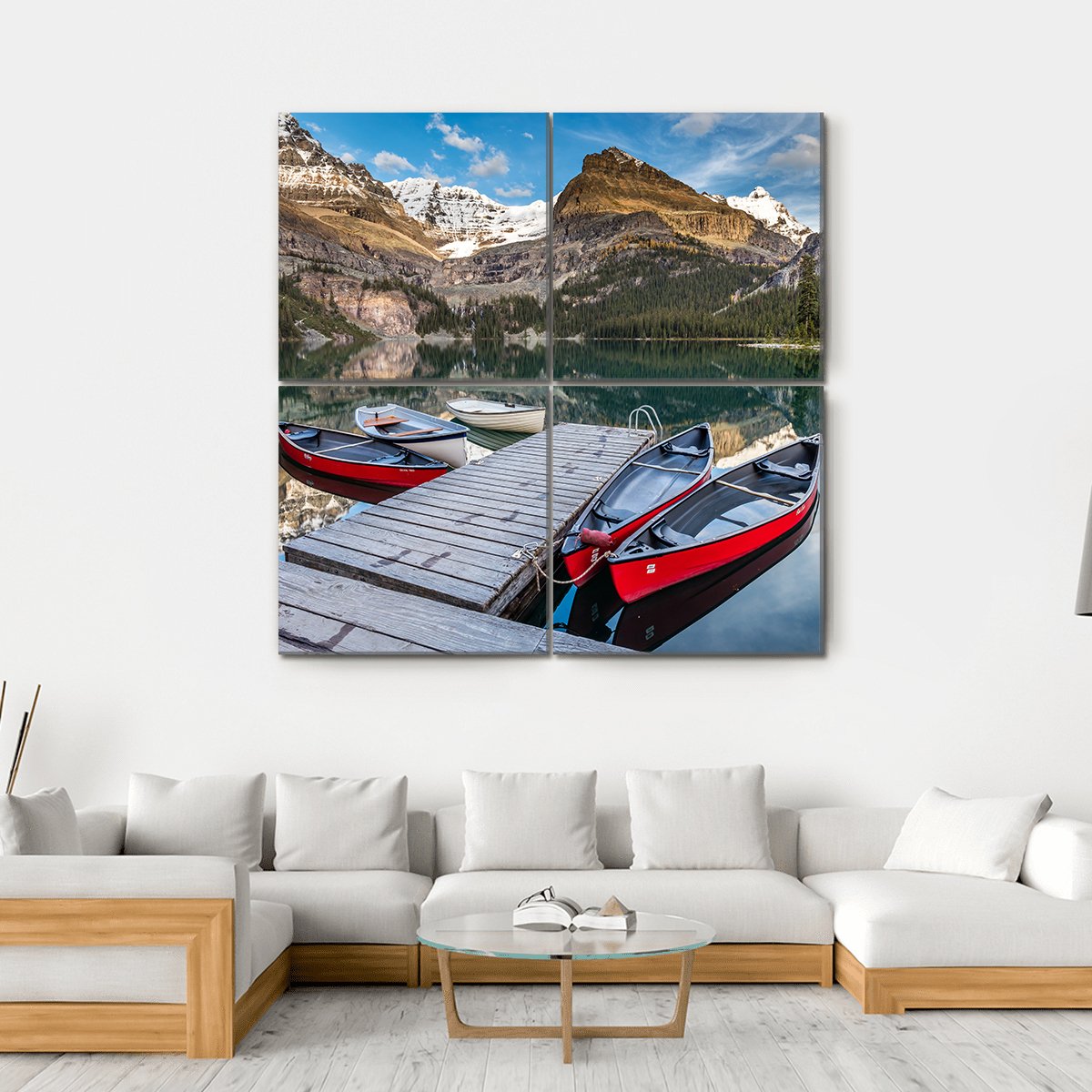 Summertime In The Canadian Rockies Canvas Wall Art-4 Square-Gallery Wrap-17" x 17"-Tiaracle