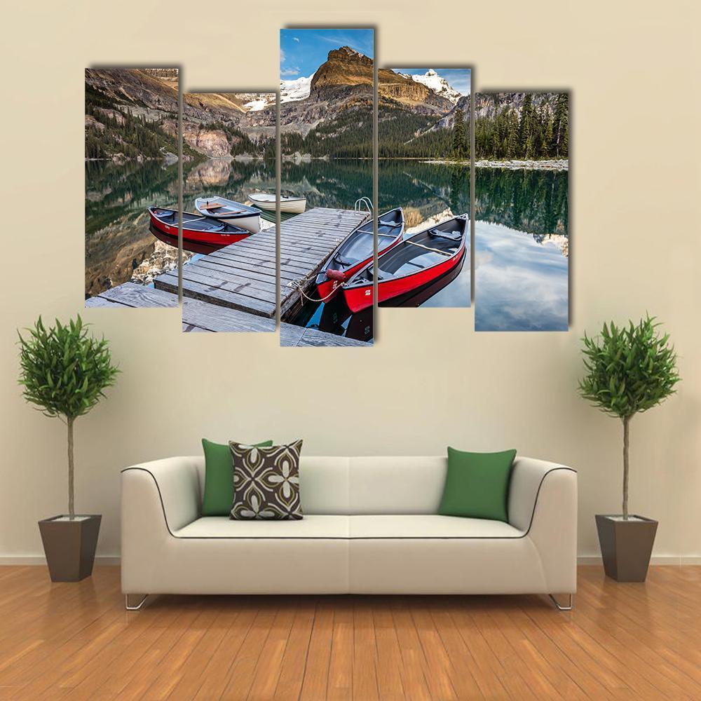 Summertime In The Canadian Rockies Canvas Wall Art-5 Pop-Gallery Wrap-47" x 32"-Tiaracle