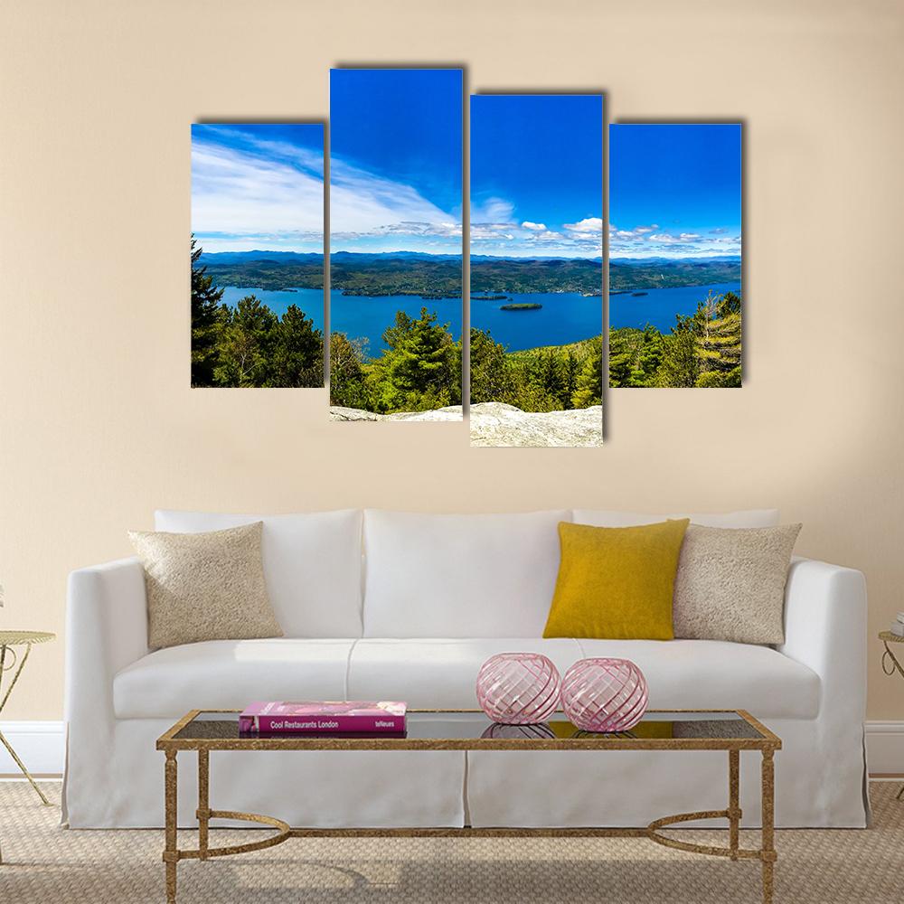 Summit Of Buck Mountain In Lake George Canvas Wall Art-4 Pop-Gallery Wrap-34" x 20"-Tiaracle