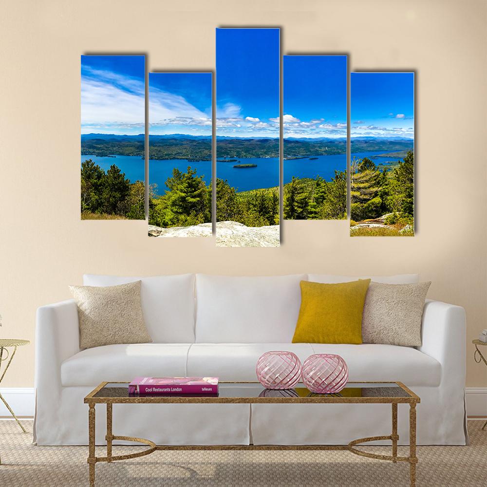 Summit Of Buck Mountain In Lake George Canvas Wall Art-5 Pop-Gallery Wrap-32" x 21"-Tiaracle