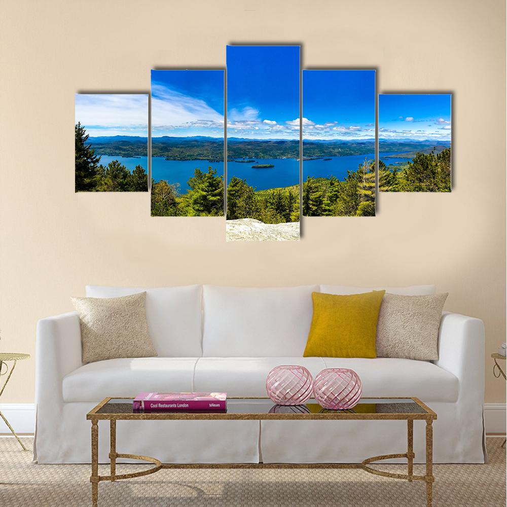Summit Of Buck Mountain In Lake George Canvas Wall Art-5 Star-Gallery Wrap-42" x 21"-Tiaracle