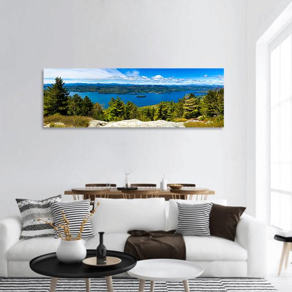 Summit Of Buck Mountain In Lake George Panoramic Canvas Wall Art-3 Piece-25" x 08"-Tiaracle
