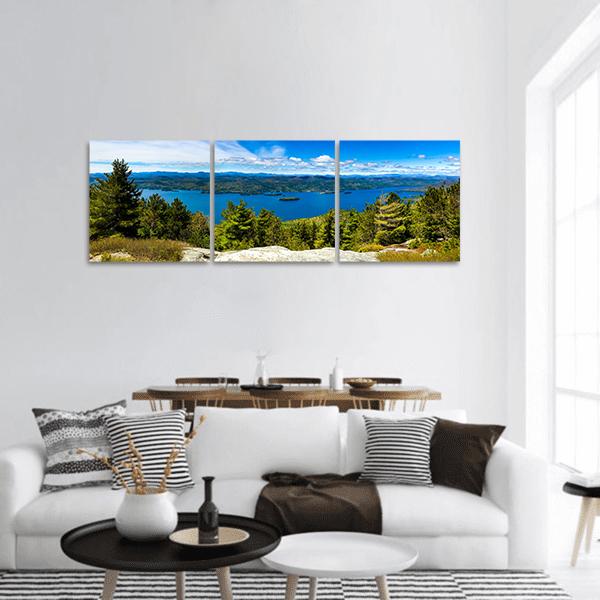 Summit Of Buck Mountain In Lake George Panoramic Canvas Wall Art-3 Piece-25" x 08"-Tiaracle