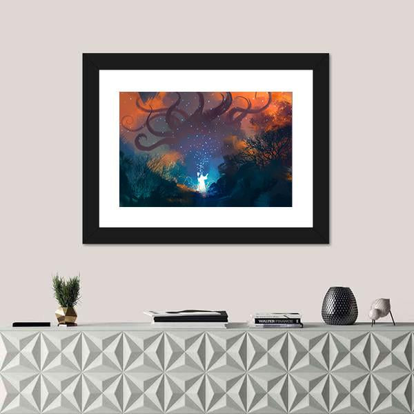 Summoning Ghostly Demon Canvas Wall Art-1 Piece-Framed Print-20" x 16"-Tiaracle