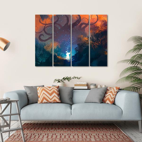 Summoning Ghostly Demon Canvas Wall Art-4 Horizontal-Gallery Wrap-34" x 24"-Tiaracle