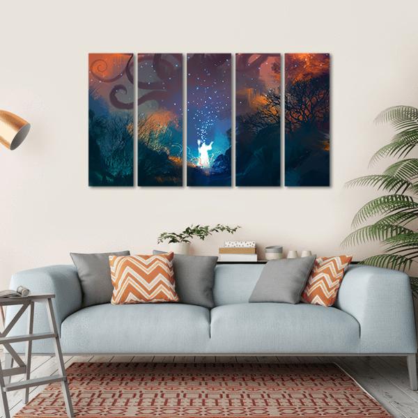 Summoning Ghostly Demon Canvas Wall Art-5 Horizontal-Gallery Wrap-22" x 12"-Tiaracle