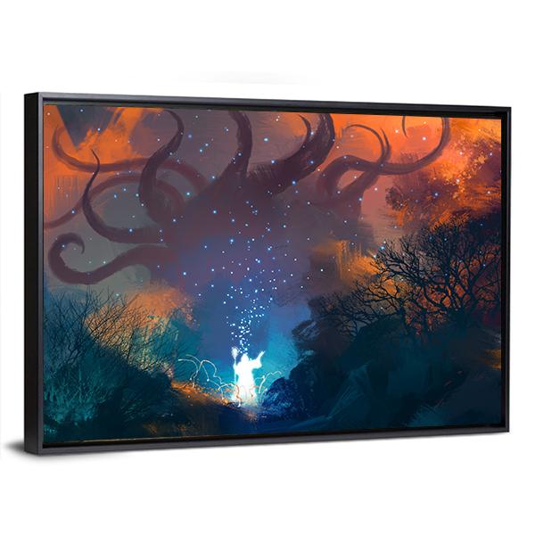 Summoning Ghostly Demon Canvas Wall Art-3 Horizontal-Gallery Wrap-25" x 16"-Tiaracle