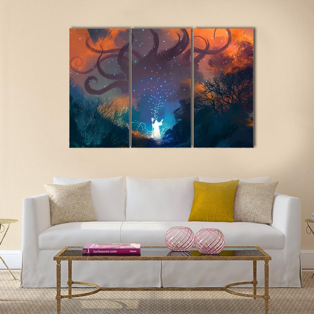 Summoning Ghostly Demon Canvas Wall Art-3 Horizontal-Gallery Wrap-37" x 24"-Tiaracle