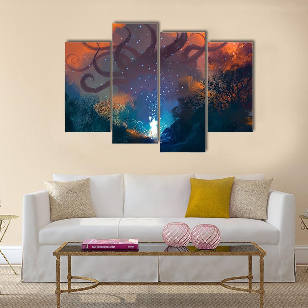 Summoning Ghostly Demon Canvas Wall Art-4 Pop-Gallery Wrap-50" x 32"-Tiaracle