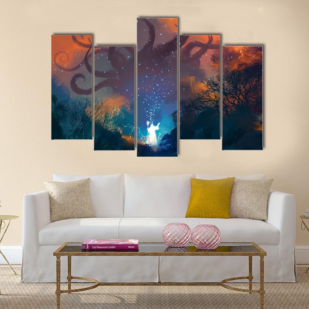 Summoning Ghostly Demon Canvas Wall Art-5 Pop-Gallery Wrap-47" x 32"-Tiaracle