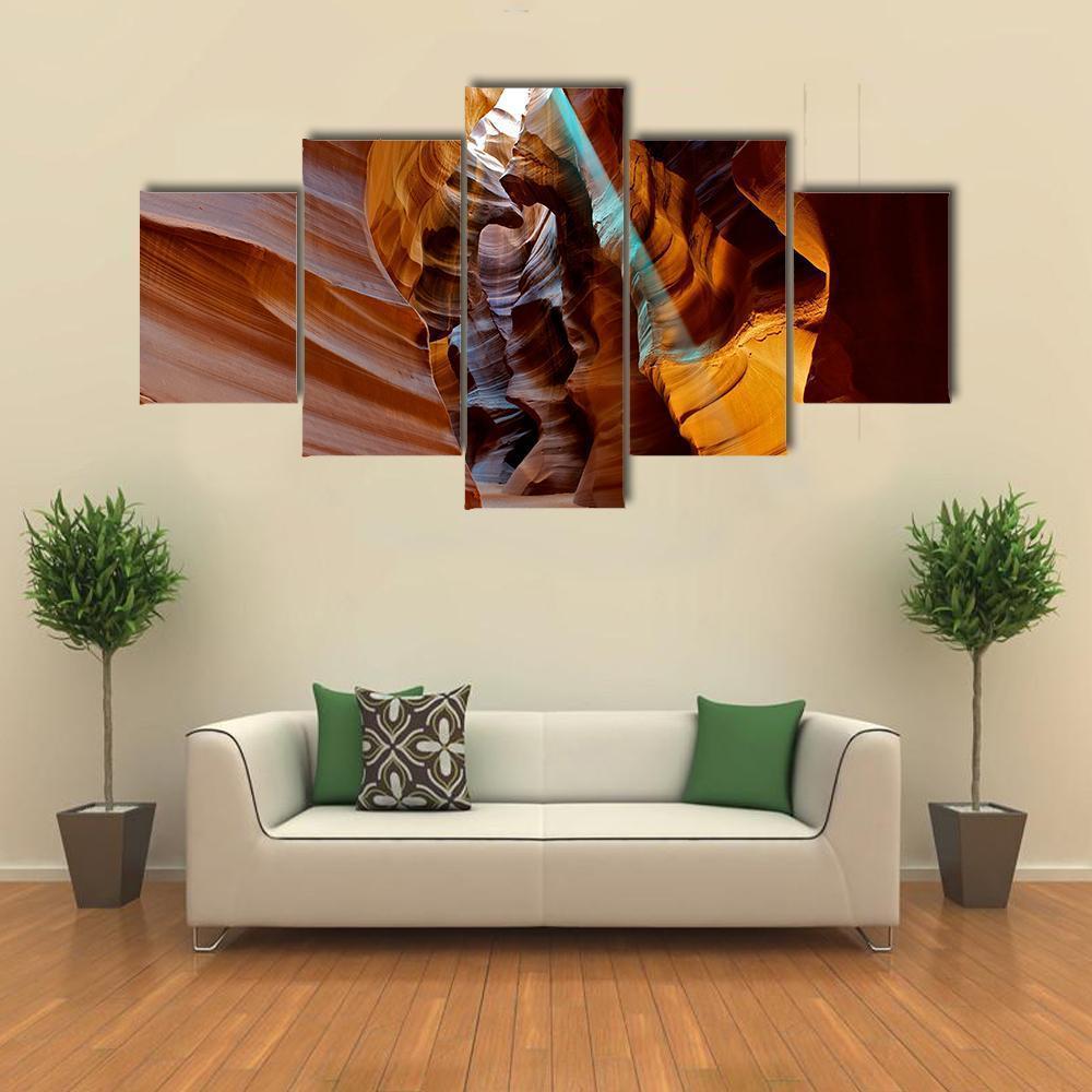 Sun Light In Canyon Canvas Wall Art-1 Piece-Gallery Wrap-48" x 32"-Tiaracle