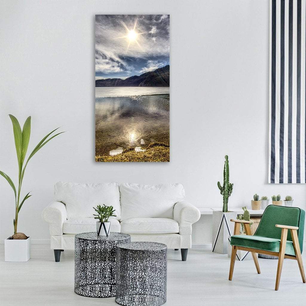 Sun Light Over Lake Weissensee Vertical Canvas Wall Art-1 Vertical-Gallery Wrap-12" x 24"-Tiaracle